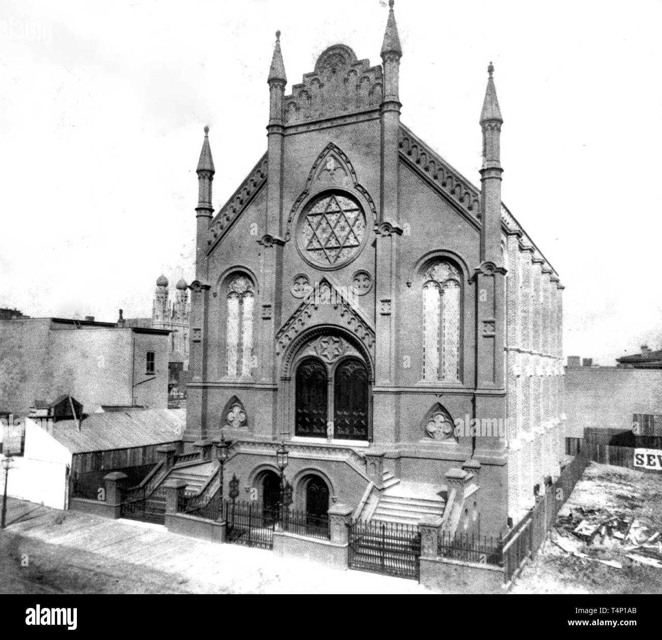 L'histoire de la Californie - Synagogue juive sur Mason Street, San Francisco ca. 1866 Banque D'Images