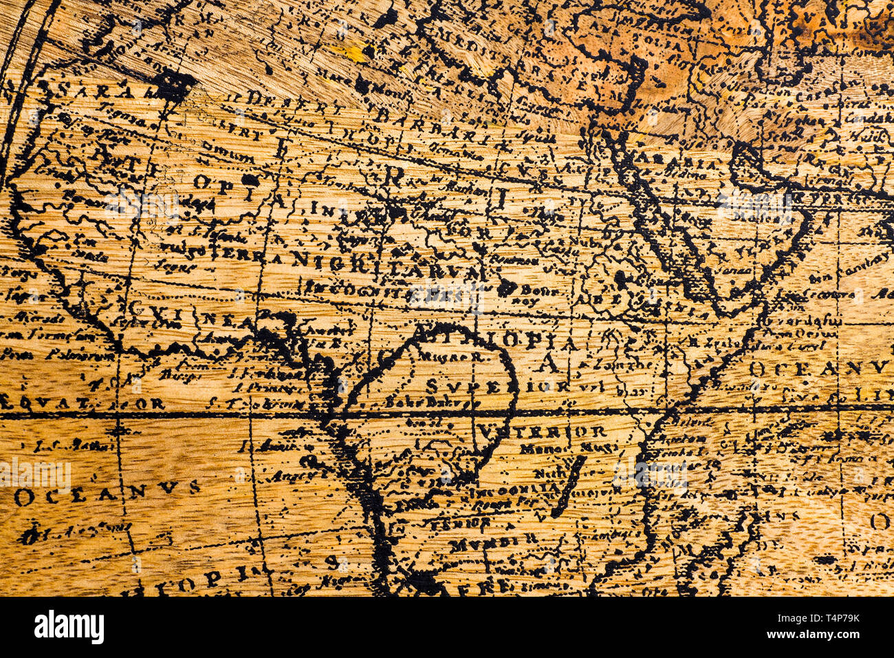Ancienne Carte Géographique Du Monde Imprimé Sur Une Planche