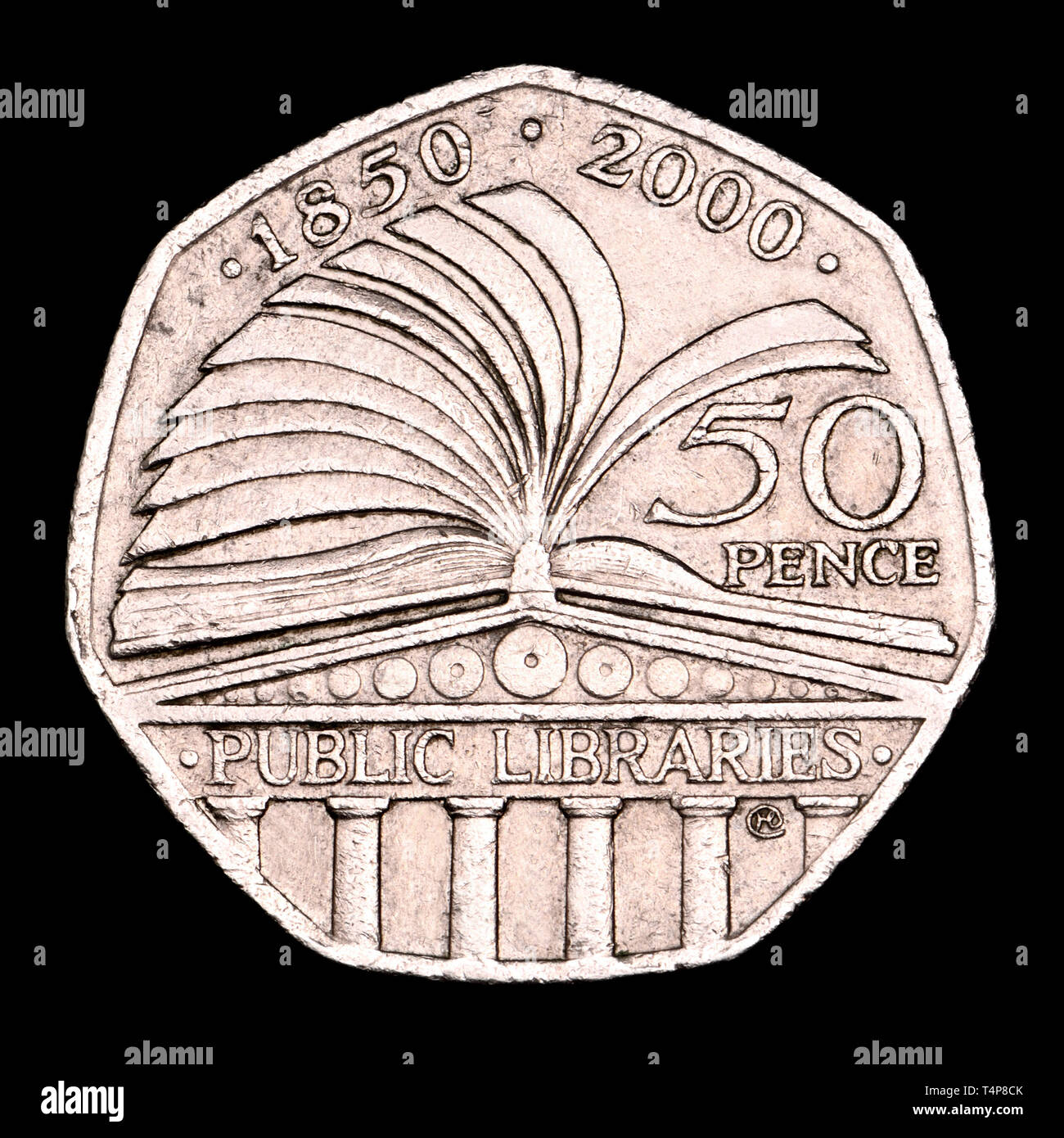 La pièce commémorative 50p. Les bibliothèques britanniques - 2000 Banque D'Images