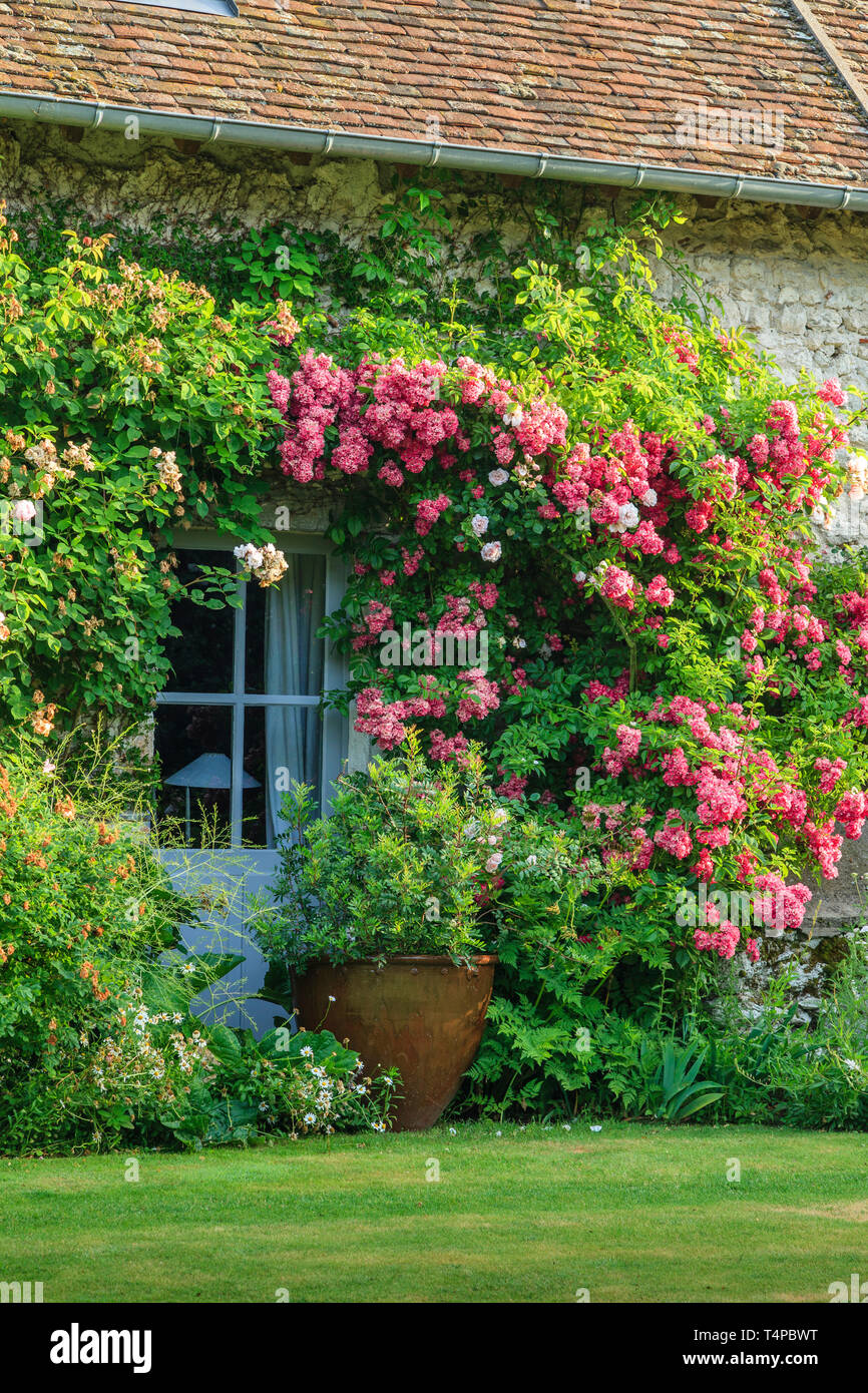 Les jardins de Roquelin, Les jardins de Roquelin, France : la maison d'habitation (mention obligatoire du nom du jardin et d'édition uniquement) Banque D'Images