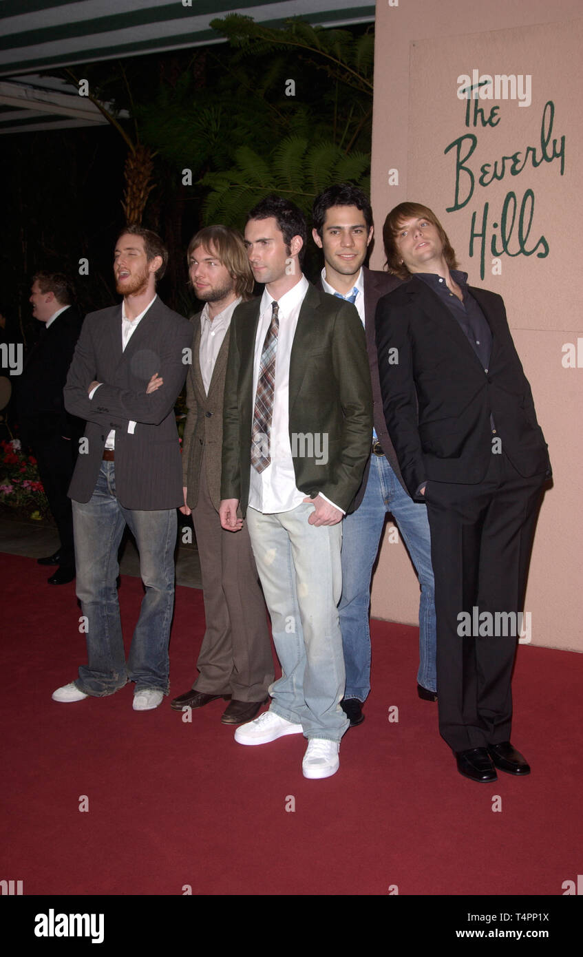 LOS ANGELES, CA. 12 février 2005 : Maroon 5, dossier mogul Clive Davis' pre-Grammy party annuel au Beverly Hills Hotel. Banque D'Images