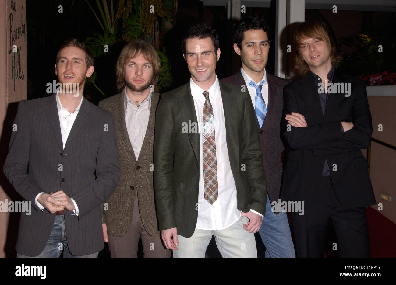 LOS ANGELES, CA. 12 février 2005 : Maroon 5, dossier mogul Clive Davis' pre-Grammy party annuel au Beverly Hills Hotel. Banque D'Images