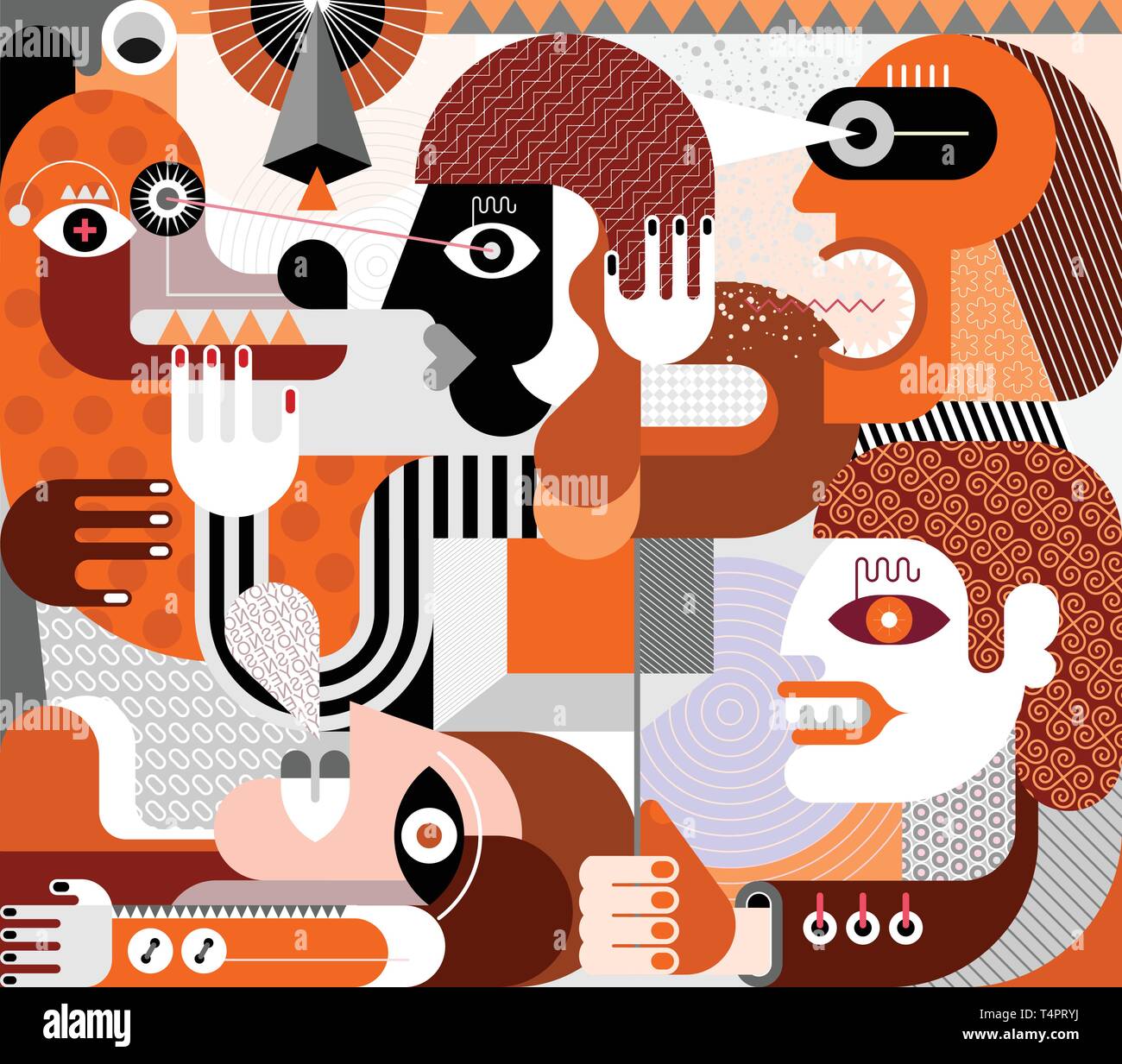 Les gens et un gros chien vector illustration. Illustration de Vecteur