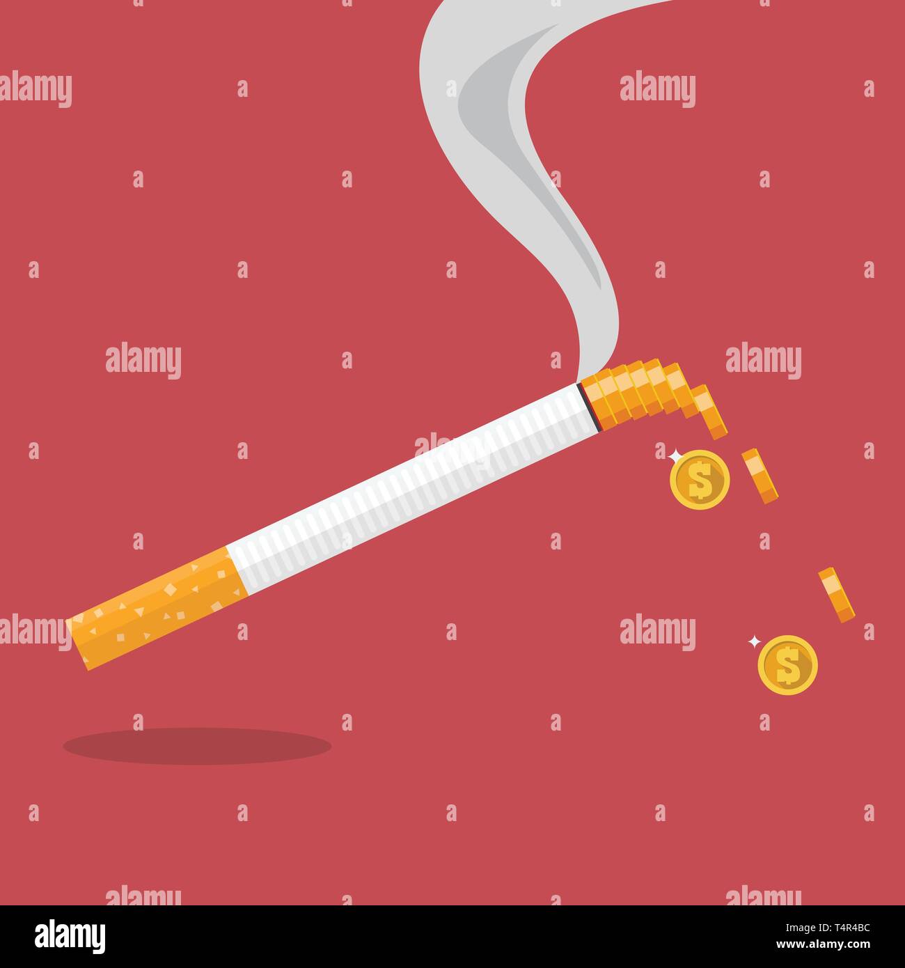 La fumée de cigarette avec un coin formé. gaspiller de l'argent gratuit. Vector illustration Illustration de Vecteur