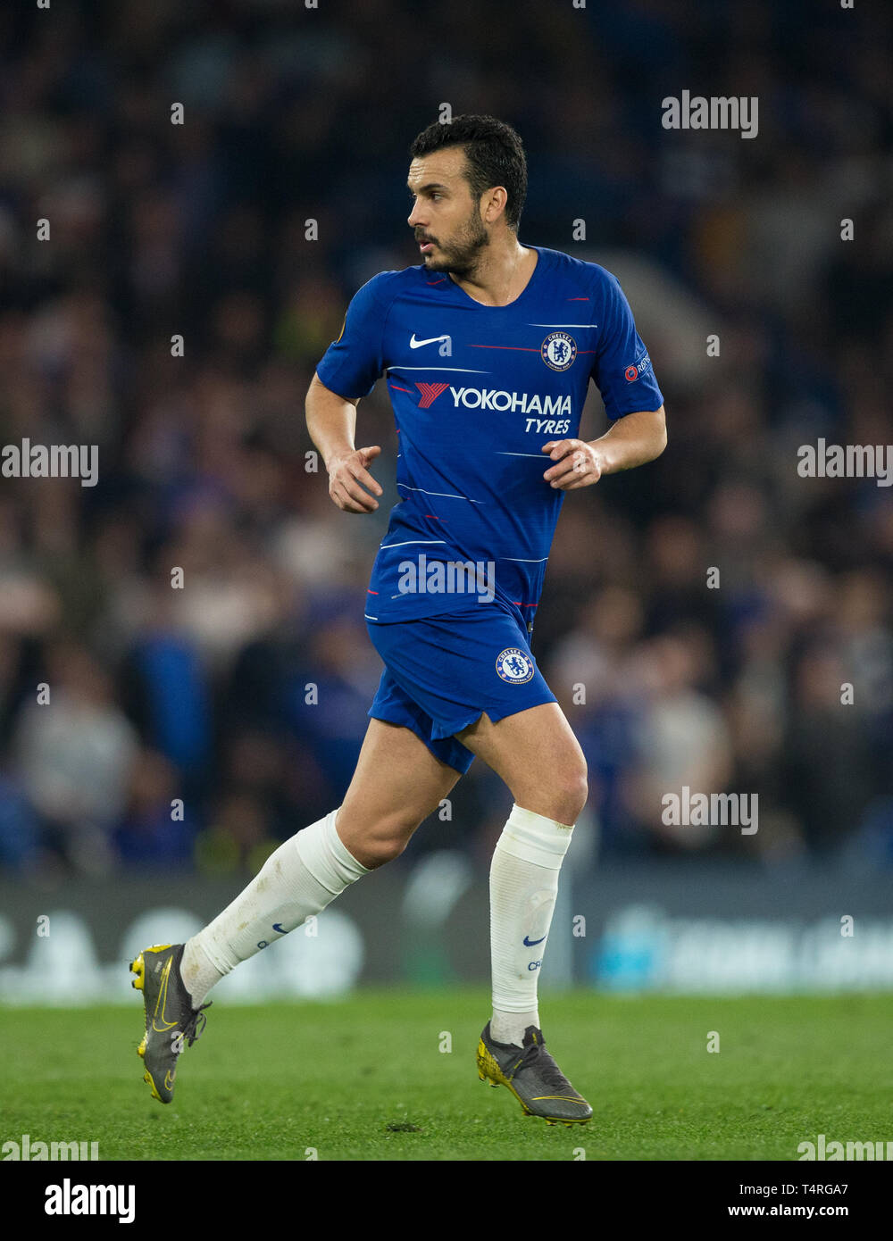 Londres, Royaume-Uni. 18 avr, 2019. PEDRO de Chelsea au cours de l'UEFA Europa League match entre Chelsea et le Slavia Prague à Stamford Bridge, Londres, Angleterre le 18 avril 2019. Photo par Andy Rowland/Premier Images des médias. Usage éditorial uniquement, licence requise pour un usage commercial. Aucune utilisation de pari, de jeux ou d'un seul club/ligue/dvd publications.Õ Crédit : premier Media Images/Alamy Live News Banque D'Images