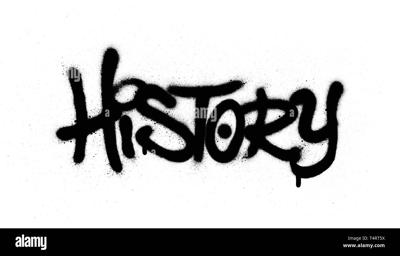 Histoire graffiti mot pulvérisé en noir sur fond blanc Illustration de Vecteur