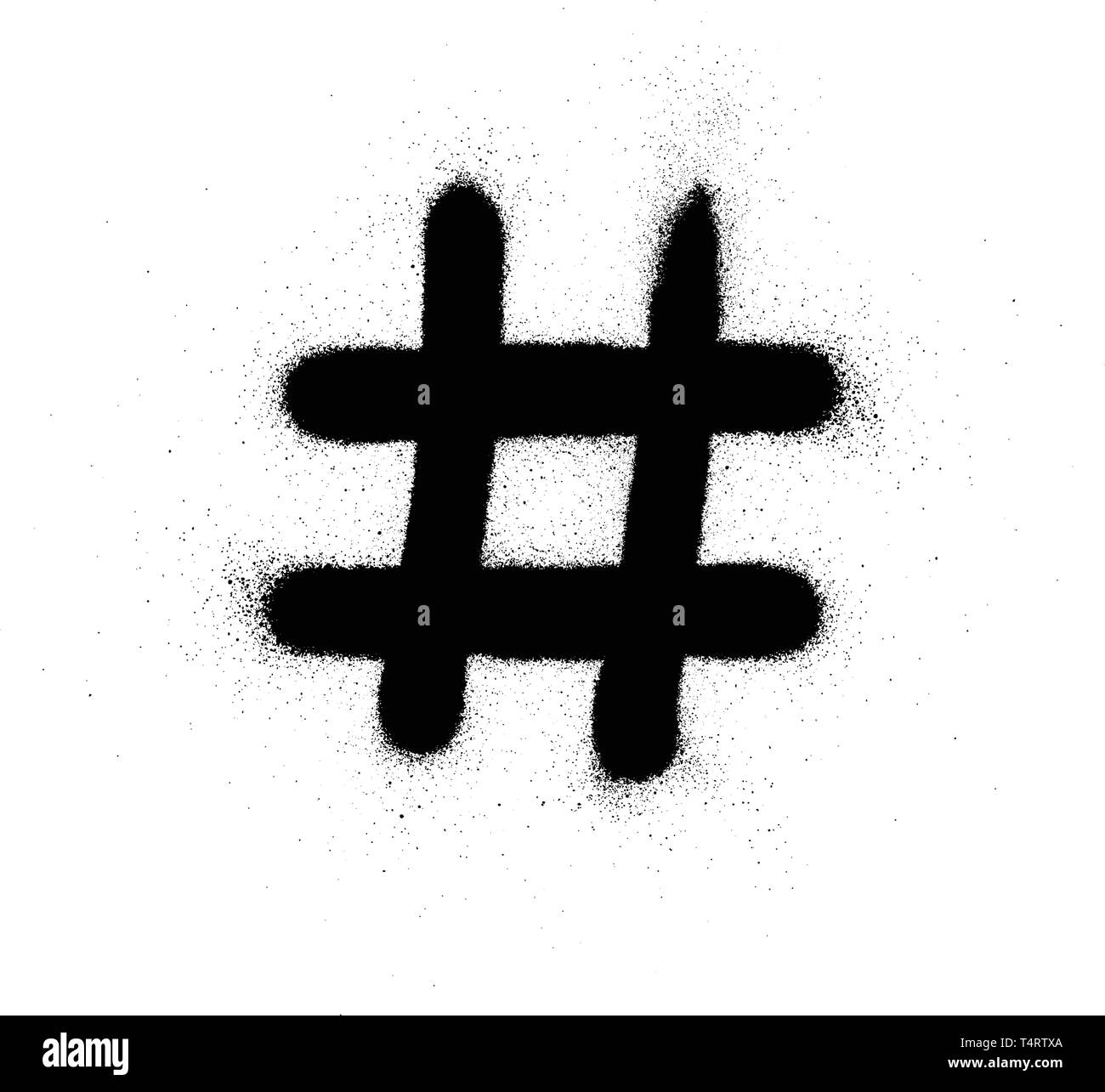 Hashtag graffiti pulvérisé en symbole noir sur blanc Illustration de Vecteur