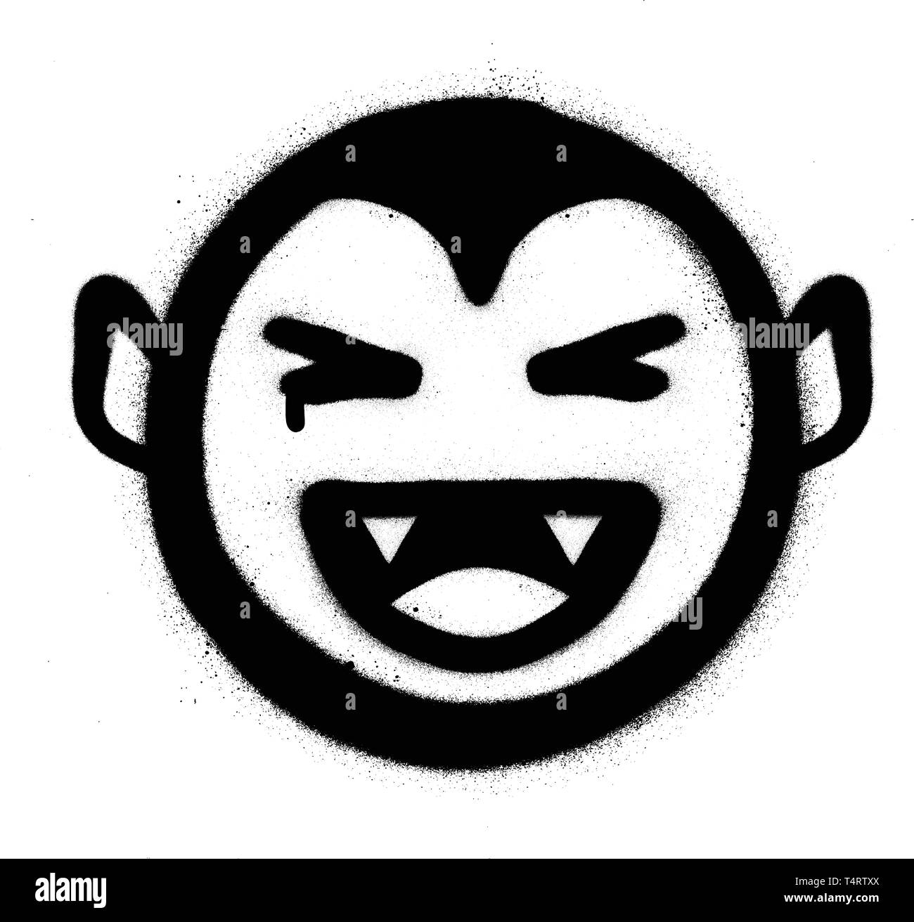 L'icône graffiti smiling vampire en noir sur fond blanc Illustration de Vecteur