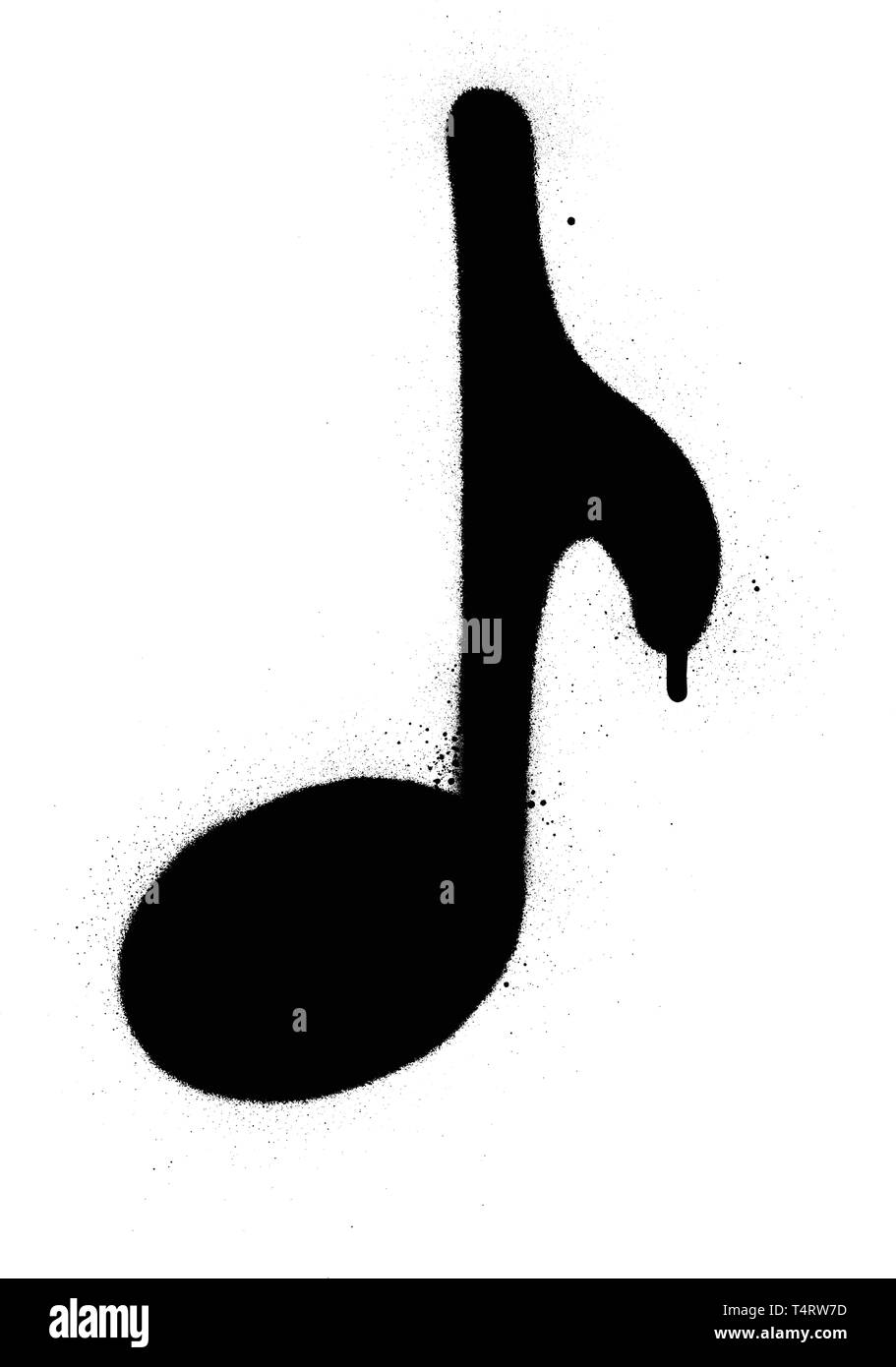 Note de musique graffiti pulvérisé en noir sur fond blanc Illustration de Vecteur