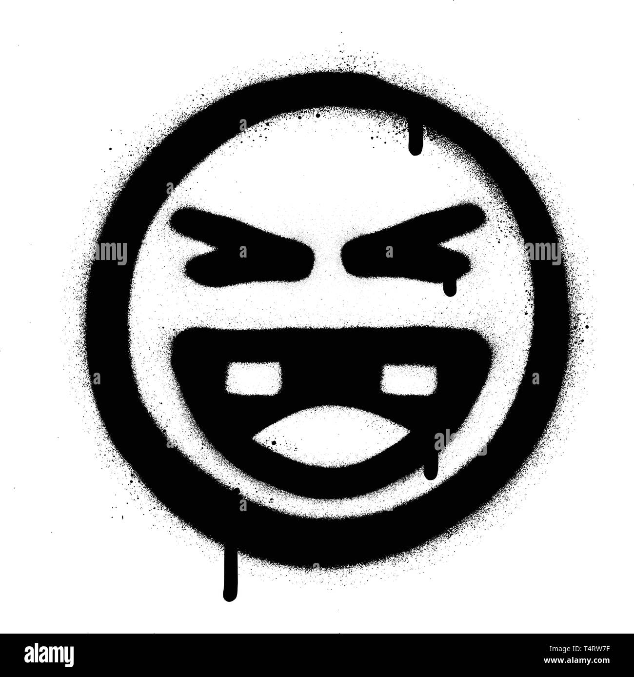 Rire face à l'icône graffiti noir sur blanc Illustration de Vecteur