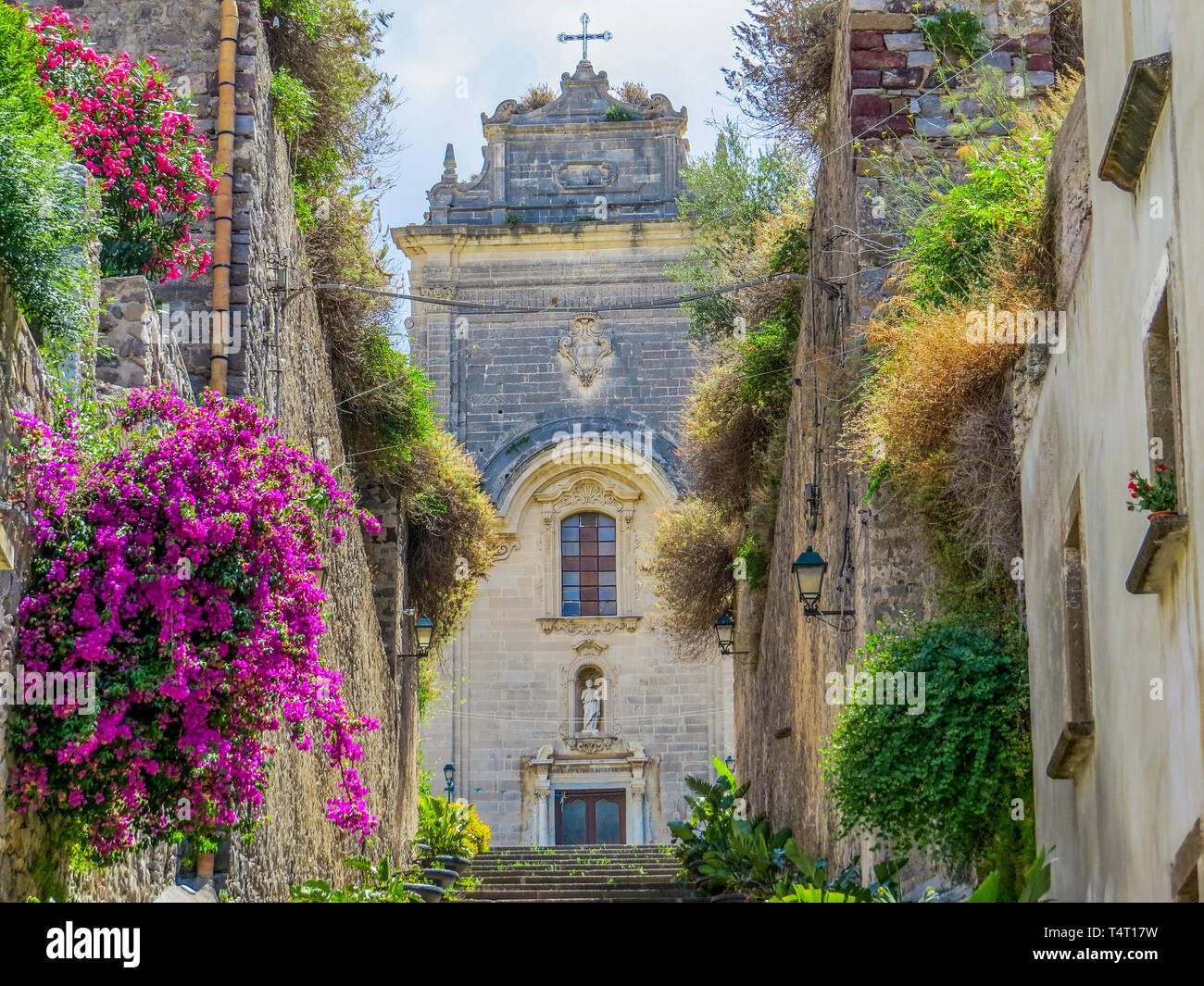Cathédrale de San Bartolomeo à Lipari, iles Eoliennes, Italie Banque D'Images