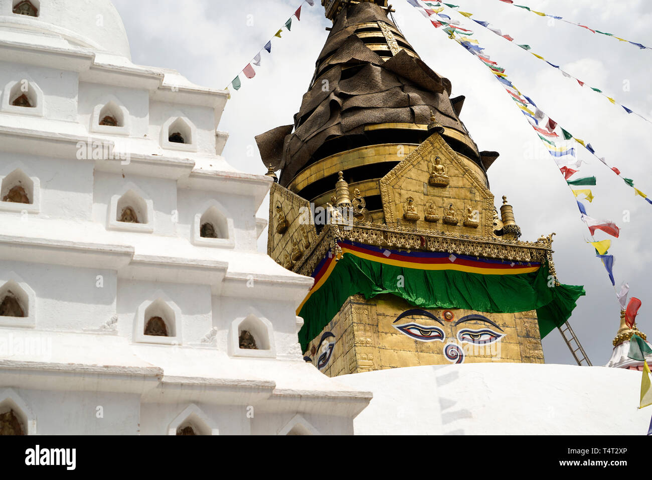 MonkeyTemple au Népal Katmandou Swayambhunath Banque D'Images