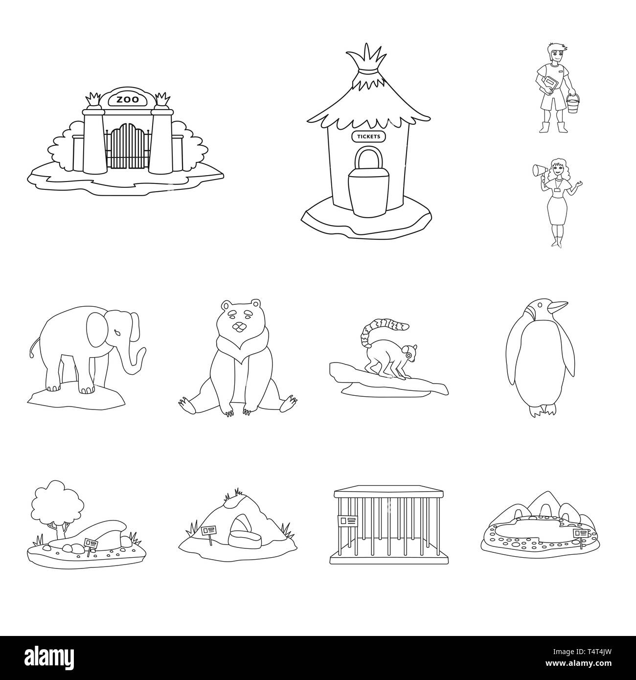 Objet isolé du divertissement et de la forêt d'un logo. Jeu de parc de divertissement et symbole de l'action pour le web. Illustration de Vecteur