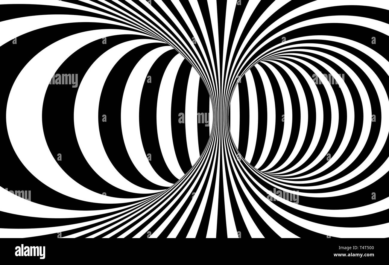 Lignes noir et blanc illusion d'optique. Abstract background vector