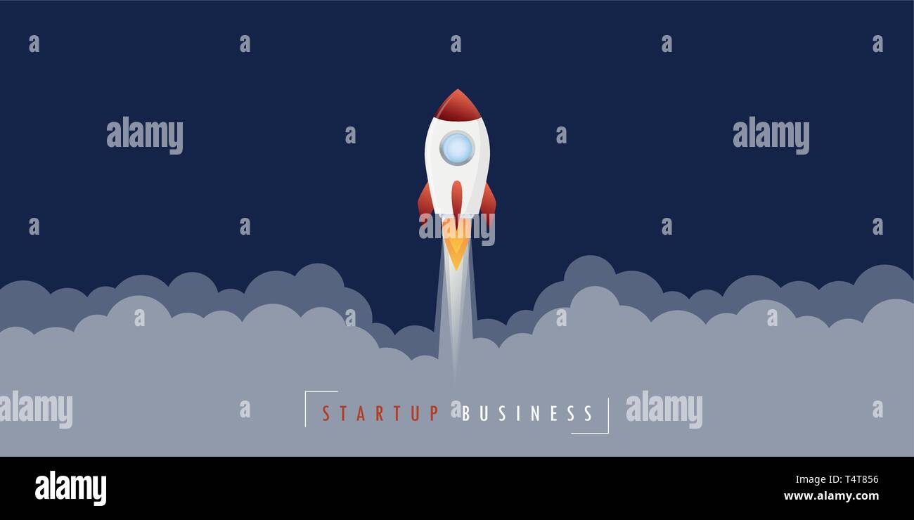 Lancement de fusée du concept d'entreprise Démarrage d'illustration vectorielle fumée EPS10 Illustration de Vecteur