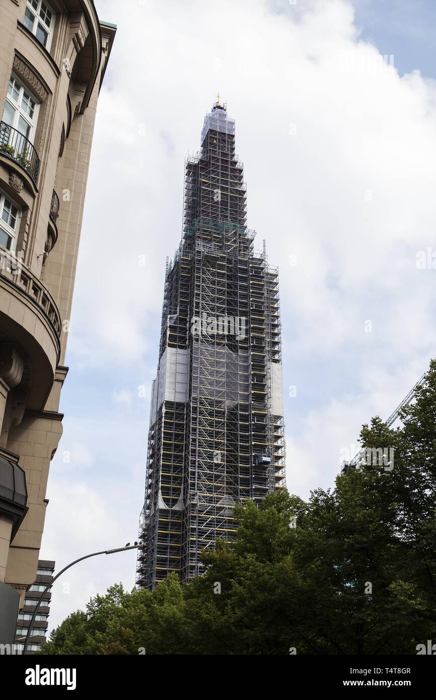 Les échafaudages de l'église Saint Nikolai, Hambourg, Allemagne, Europe Banque D'Images