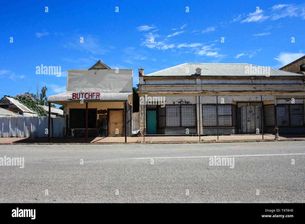 Ancienne boucherie abandonnée dans une ville fantôme en Australie du Sud Banque D'Images