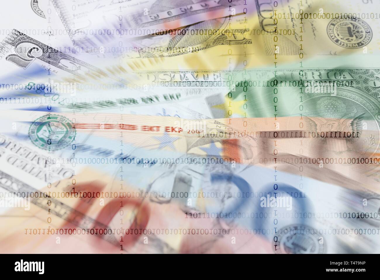 Photo symbole dollar bills et les billets en euro Banque D'Images
