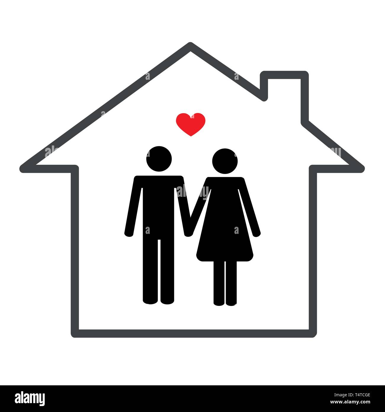 Homme et femme couple en icône accueil les pictogrammes vector illustration EPS10 Illustration de Vecteur