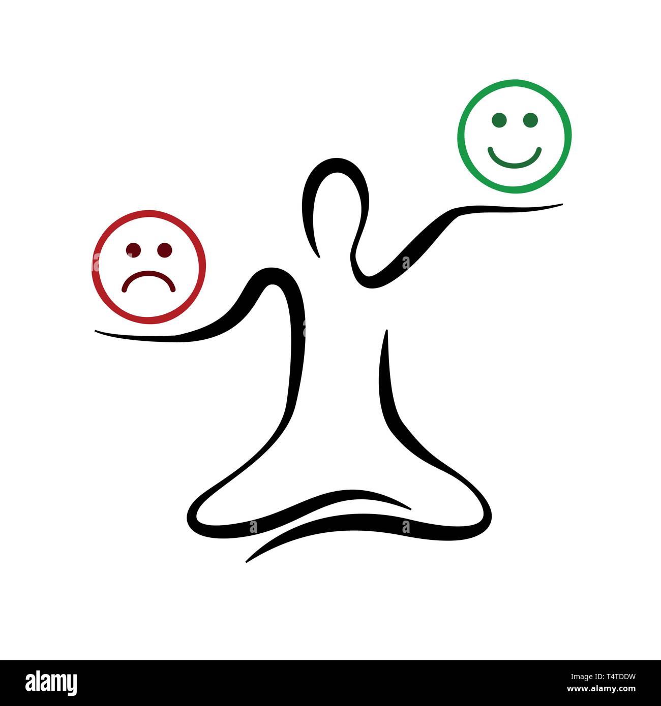 Pensée positive et négative d'inspiration et de motivation yoga pose vector illustration EPS10 Illustration de Vecteur