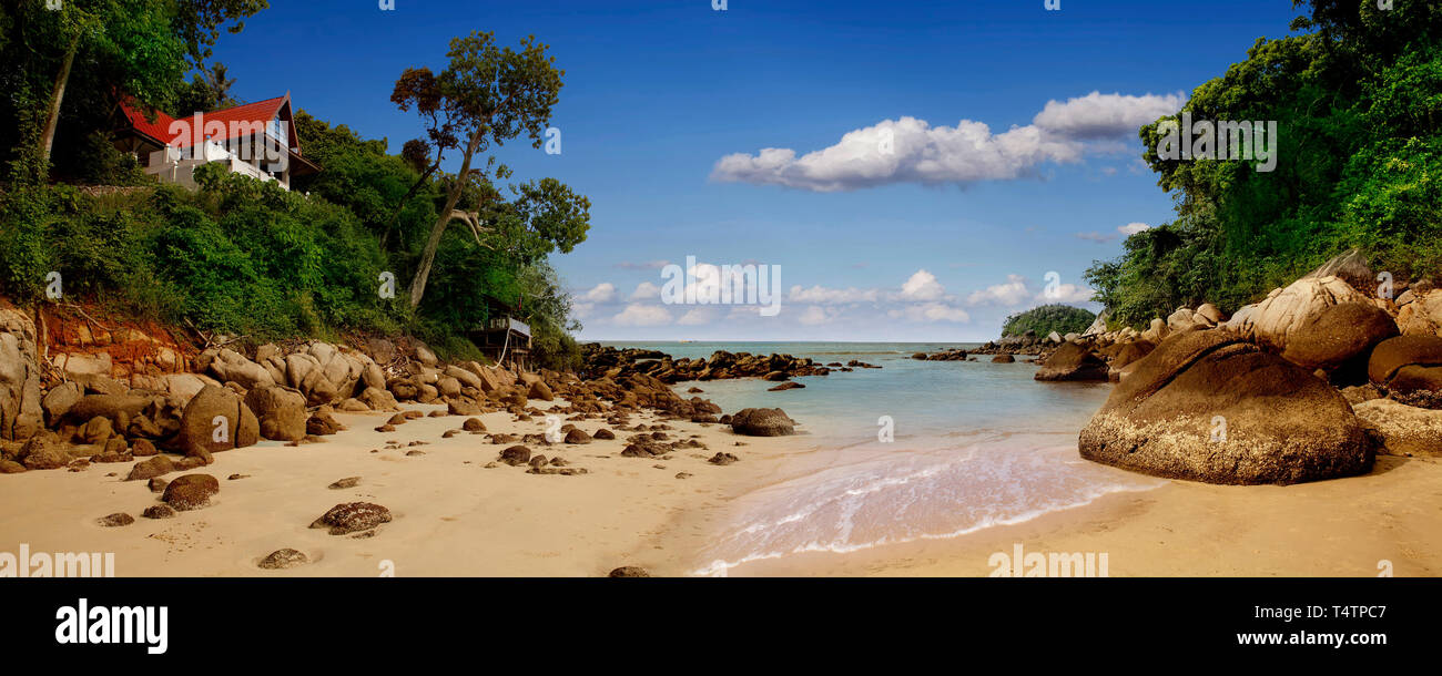 Panorama de la vue magnifique villa sur la plage. Banque D'Images