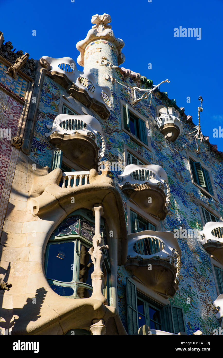 La Casa Batlló, conçu par Gaudi, à Barcelone, Espagne Banque D'Images