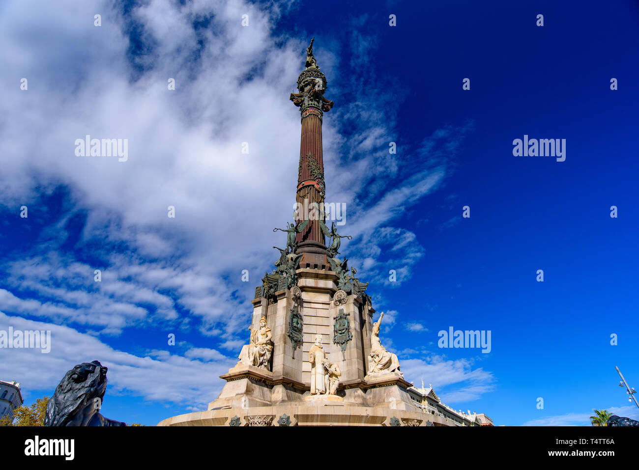 Le monument de Christophe Colomb à Barcelone, Espagne Banque D'Images