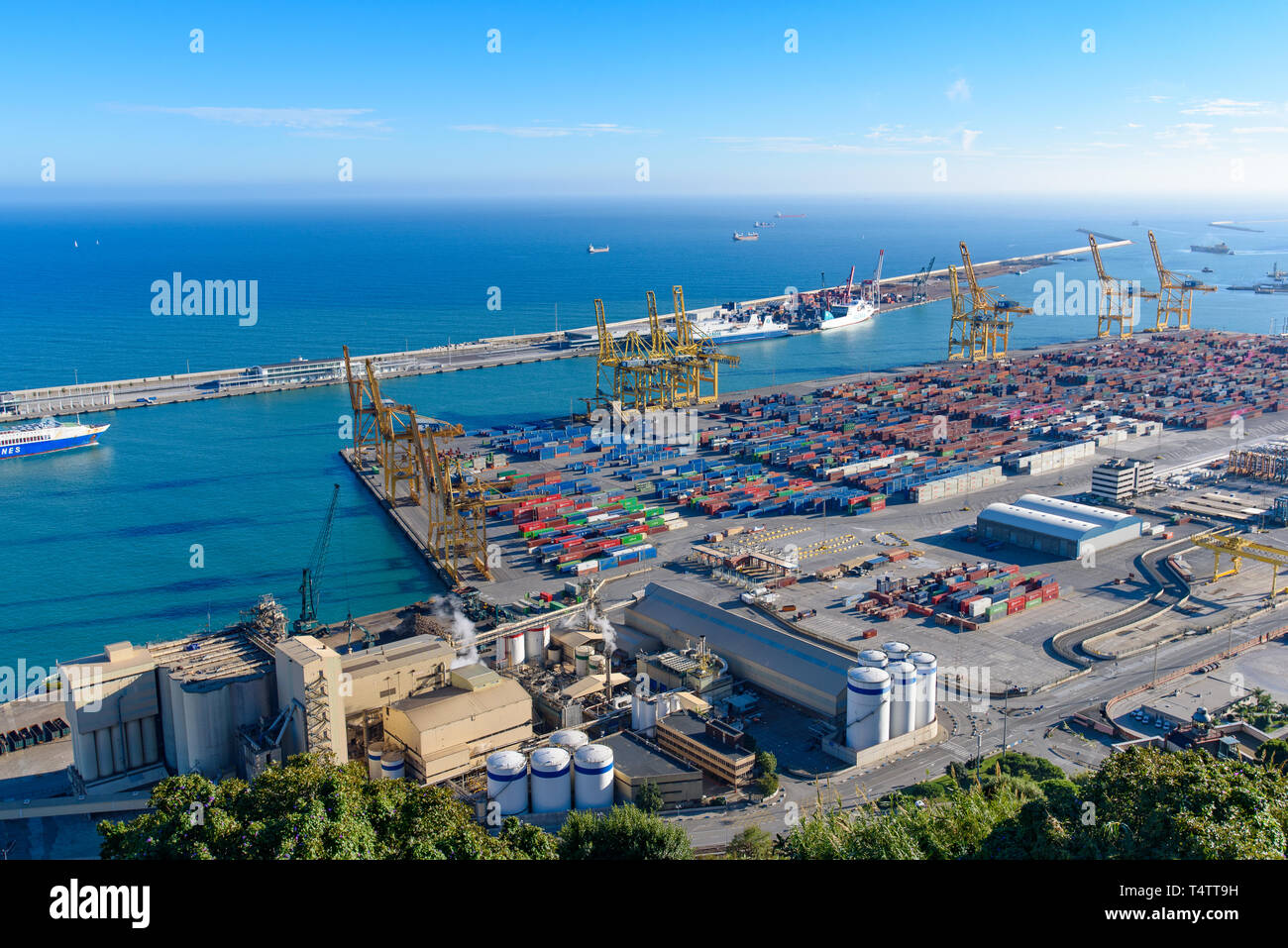 Vue aérienne du Port de Barcelone, Espagne Banque D'Images