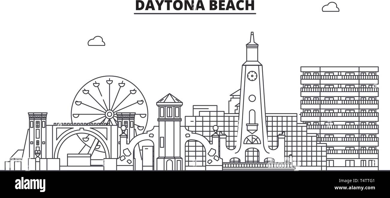 Daytona Beach , États-Unis, contours travel skyline vector illustration. Illustration de Vecteur