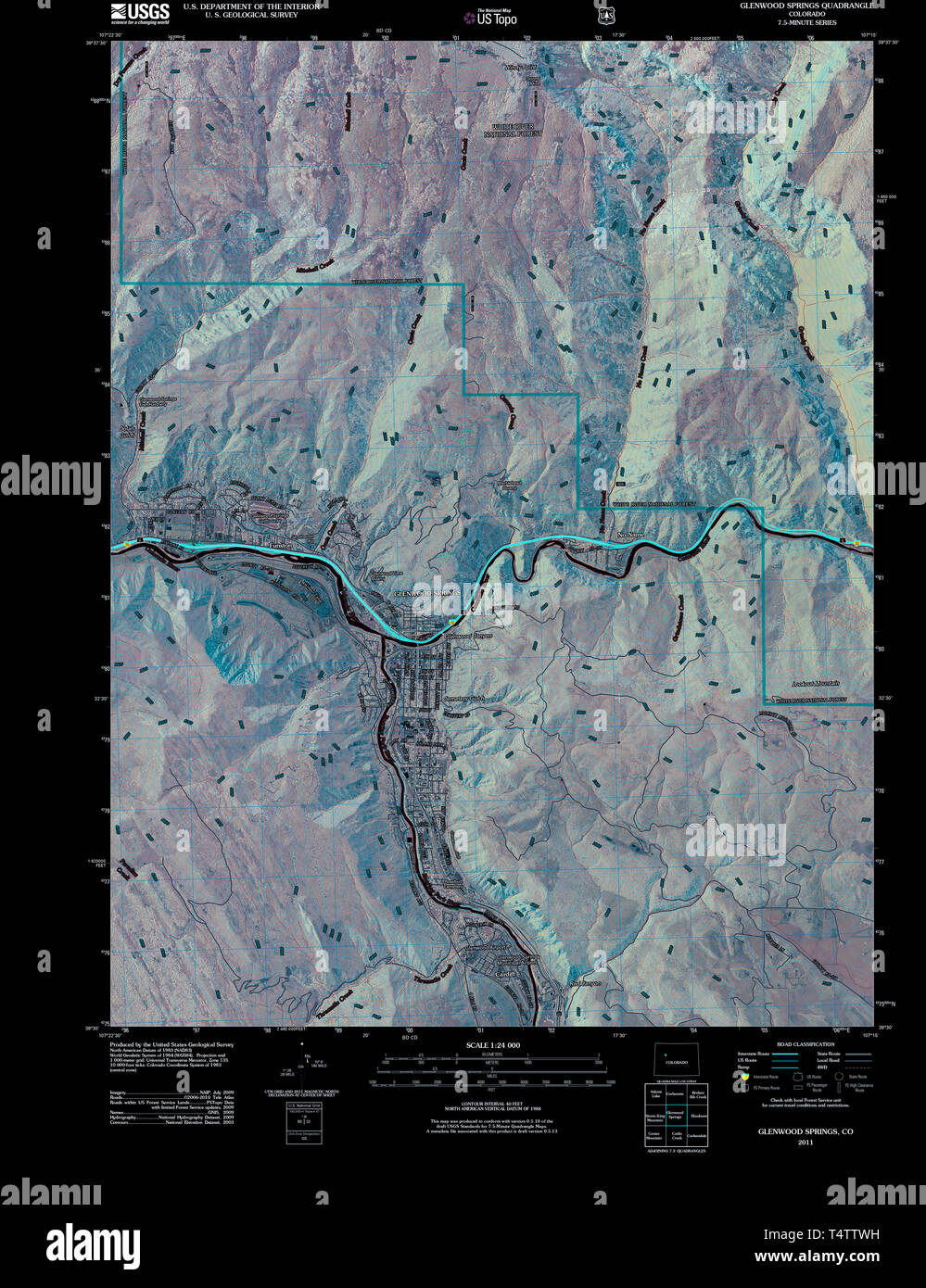 Carte du colorado de glenwood springs Banque d'image et photos Alamy