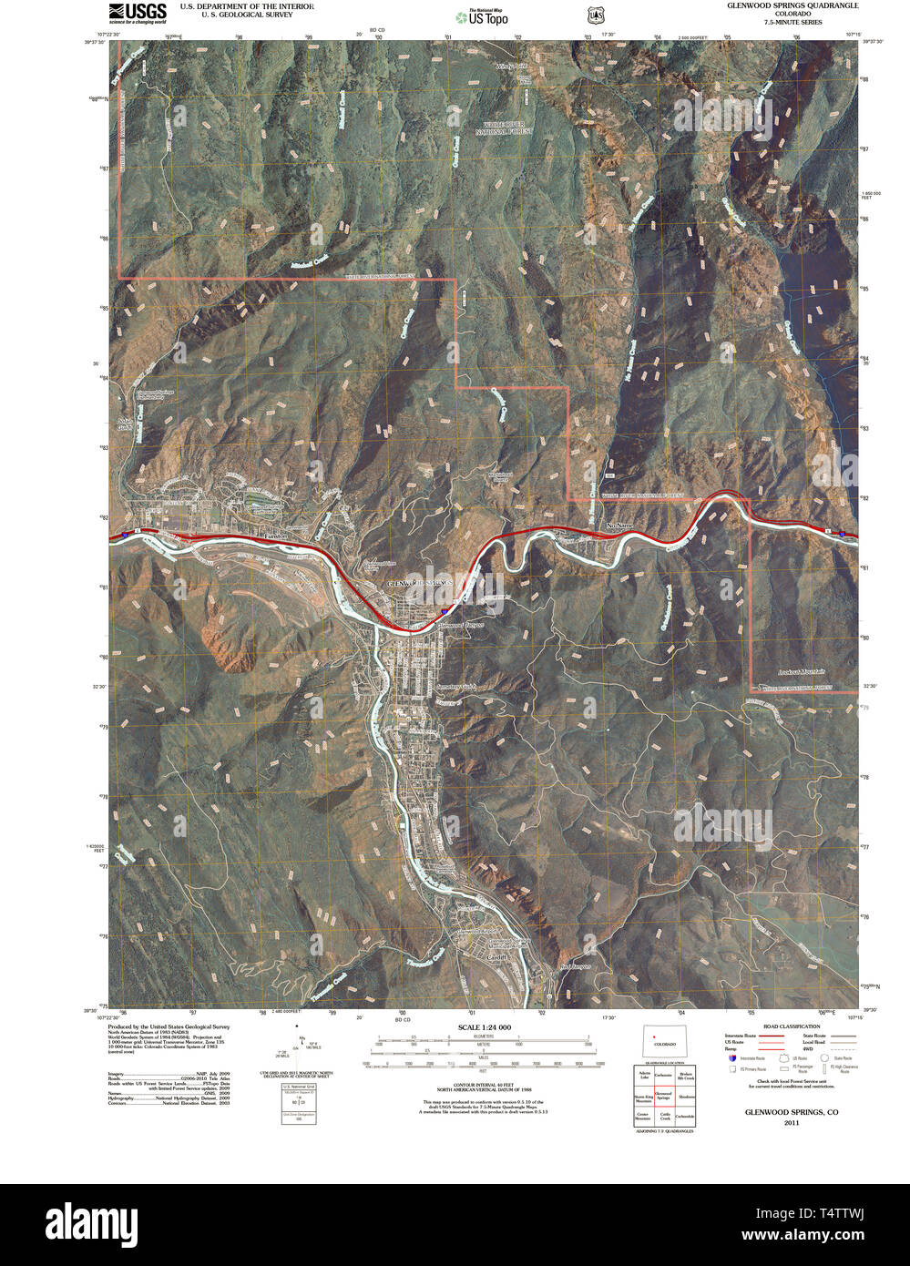 Carte du colorado de glenwood springs Banque d'image et photos Alamy