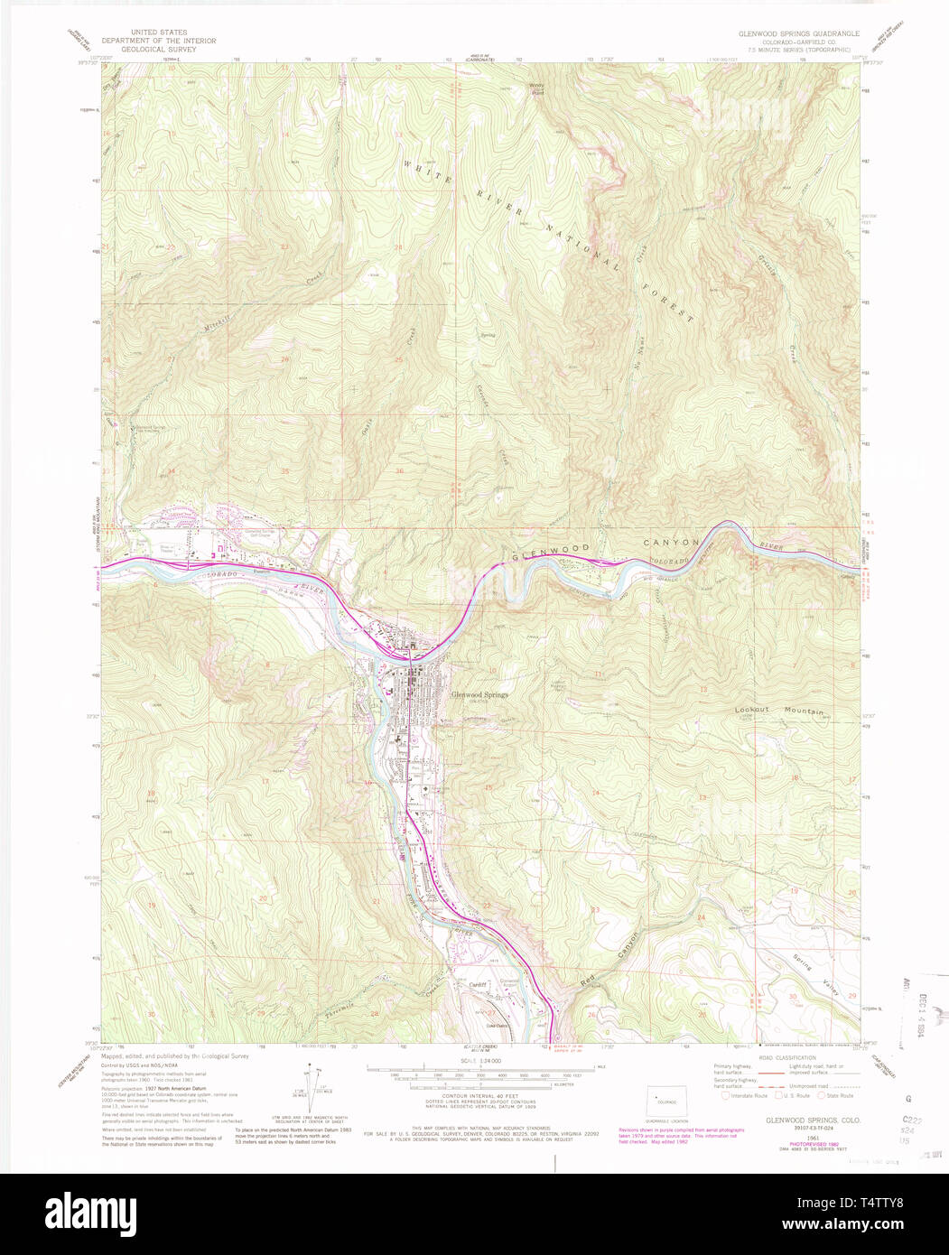 Carte du colorado de glenwood springs Banque d'images détourées Alamy