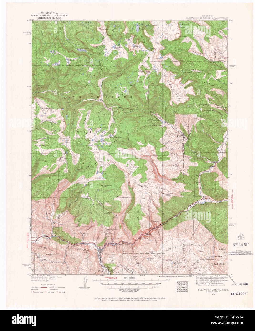Carte du colorado de glenwood springs Banque d'image et photos Alamy