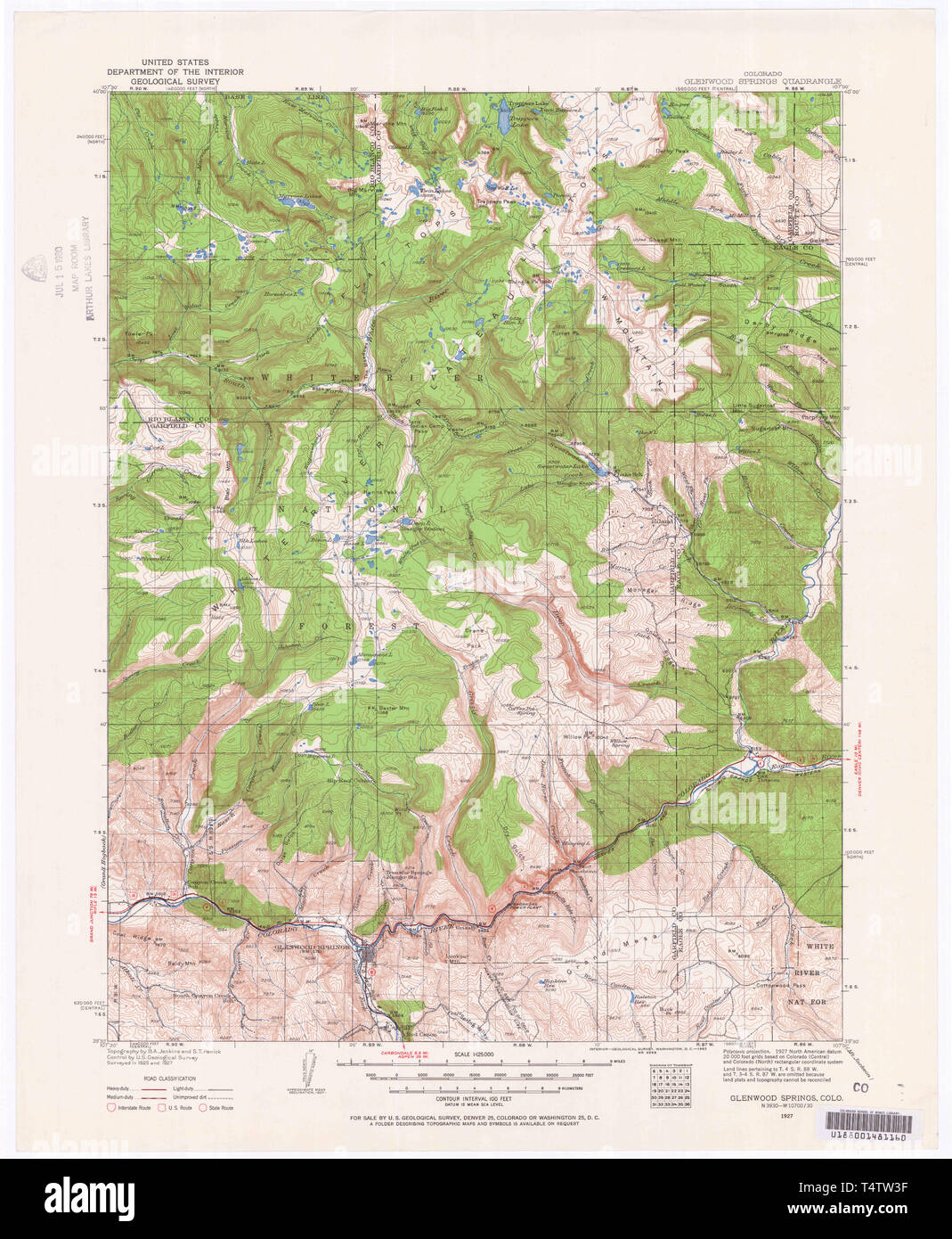 Carte du colorado de glenwood springs Banque d'image et photos Alamy