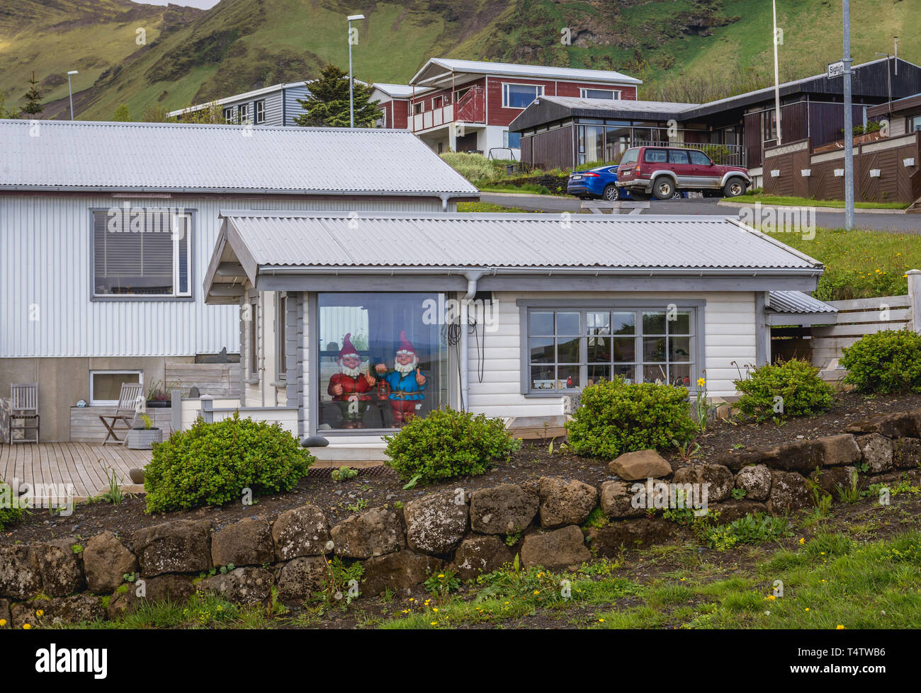 Maisons de village Vik i Myrdal en Islande Banque D'Images