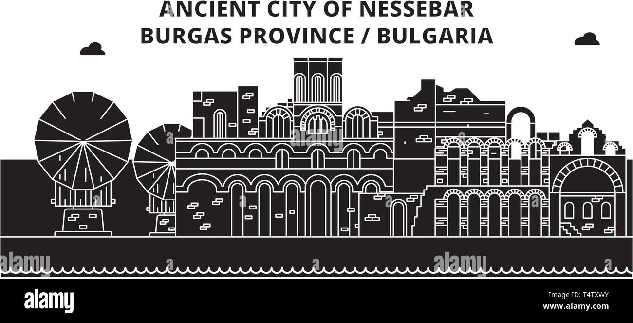 Bulgarie Bourgas, Nessebar , voyage , skyline vector illustration. Illustration de Vecteur