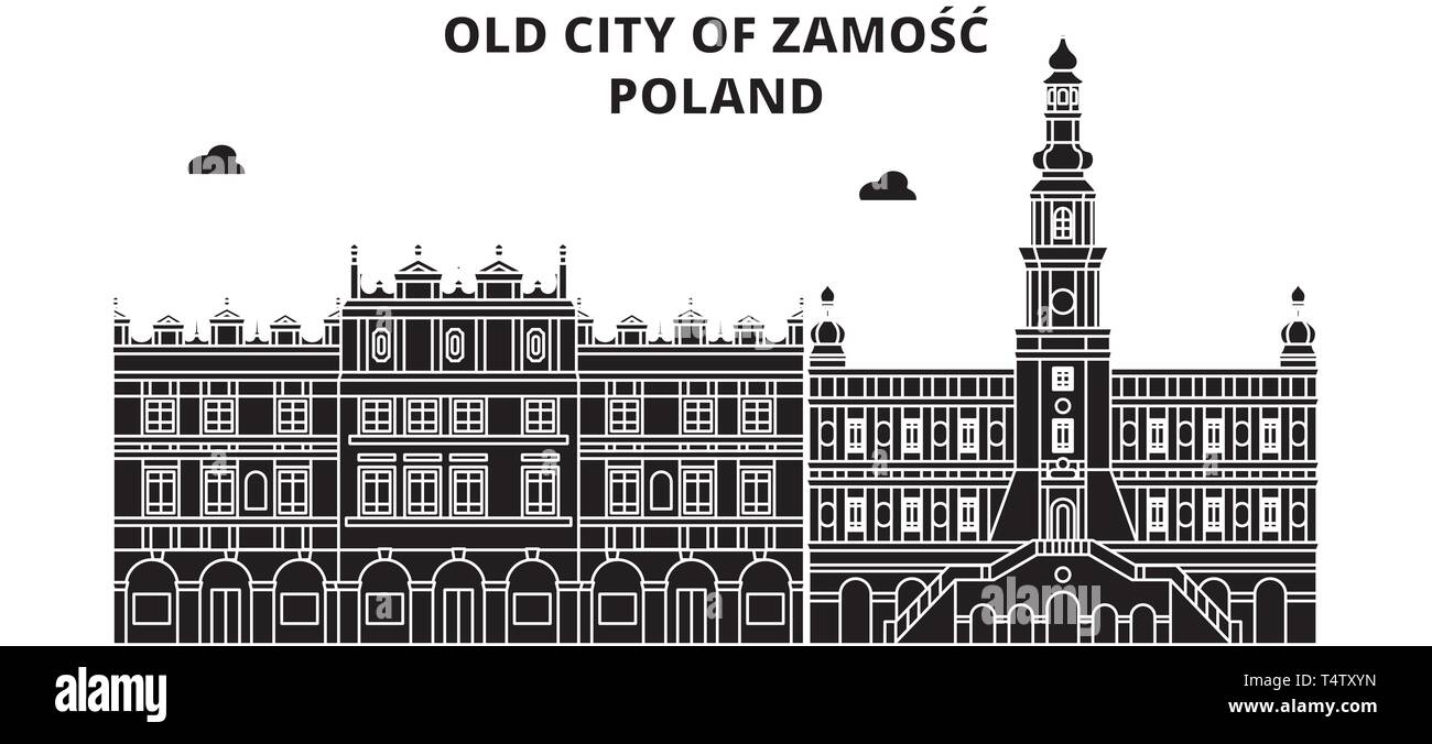 Pologne , voyage , Zamosc skyline vector illustration. Illustration de Vecteur
