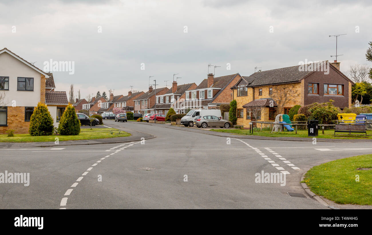 Street View de voie romaine, haut de Seggs Lane à Alcester, UK Banque D'Images