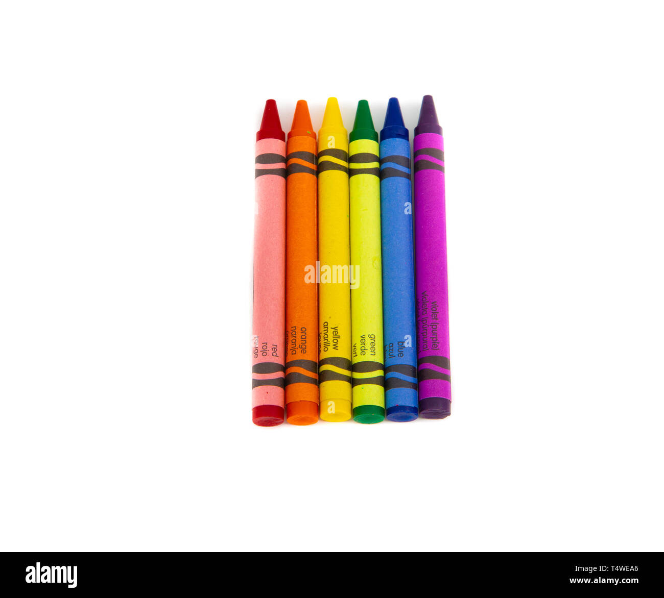 Une rangée de crayons de couleur dans les couleurs du drapeau LGBT Banque D'Images