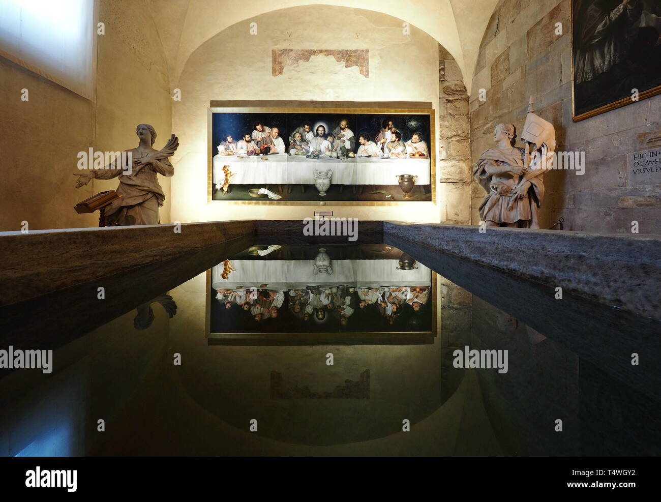 PIACENZA 25 Avril 2018 : Ultima cena par Ulisse exposés SARTINI à Plaisance Dome dans la chapelle de la Madonna del popolo. Piacenza, Italie. Banque D'Images