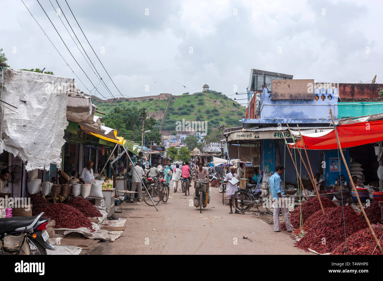 Vue sur le marché aux légumes,Mandi Sabzi, Bundi Bundi, Marché, état du Rajasthan, en Inde. Banque D'Images