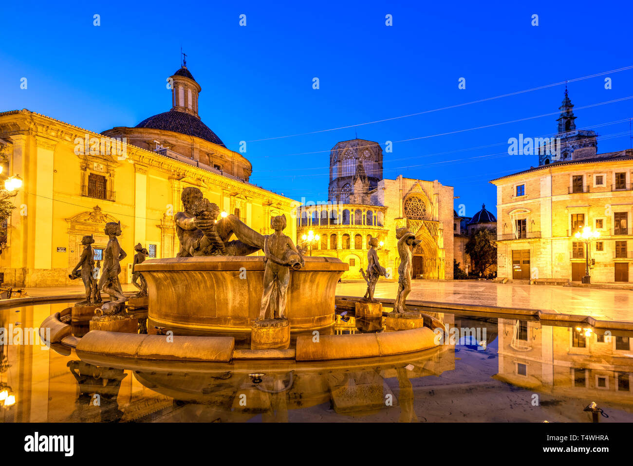 Plaza de la Virgen, Valencia, Comunidad Valenciana, Espagne Banque D'Images