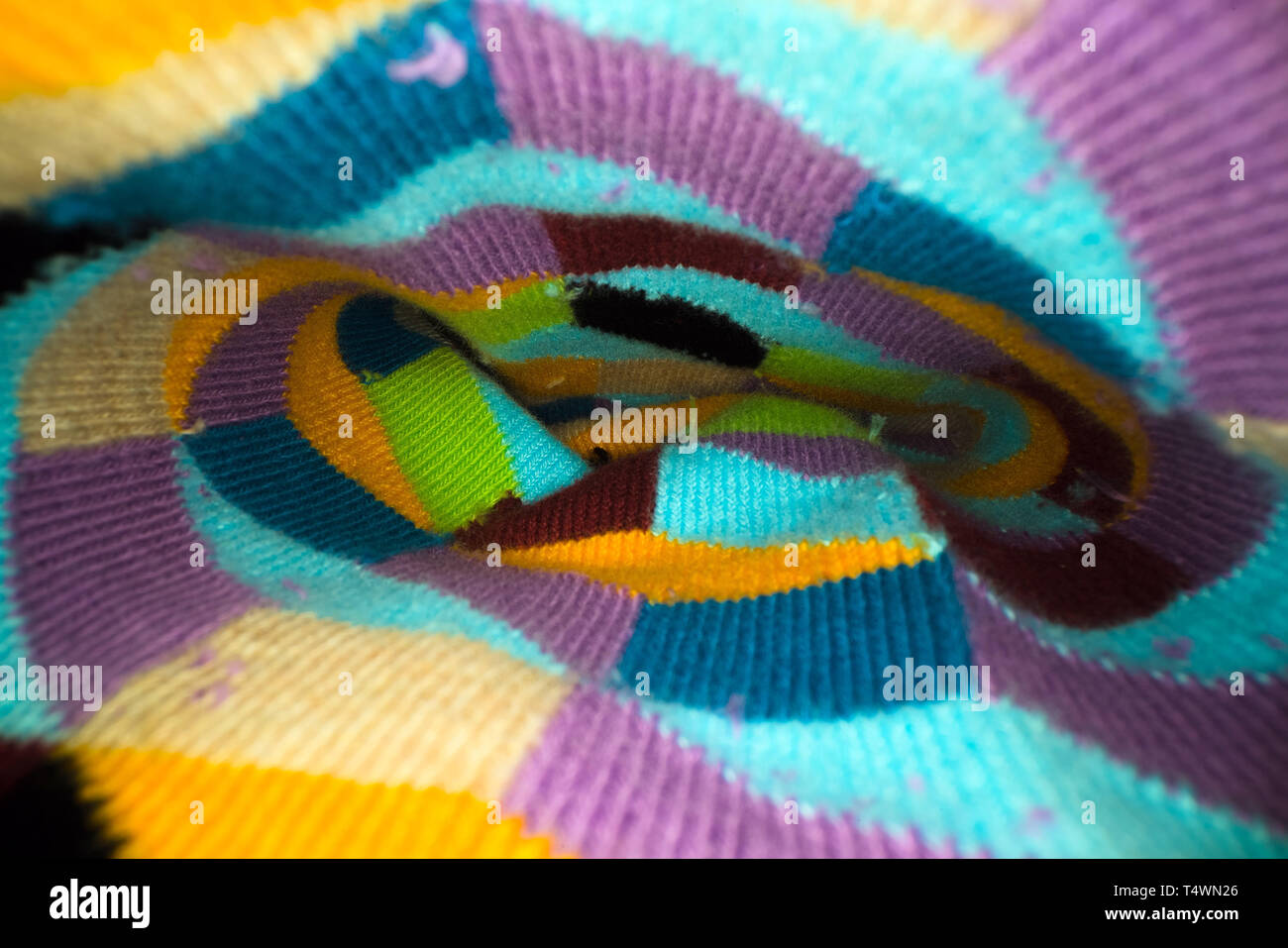 L'intérieur de la chaussette. Macro shot colorés d'un intérieur de sock tecture Banque D'Images