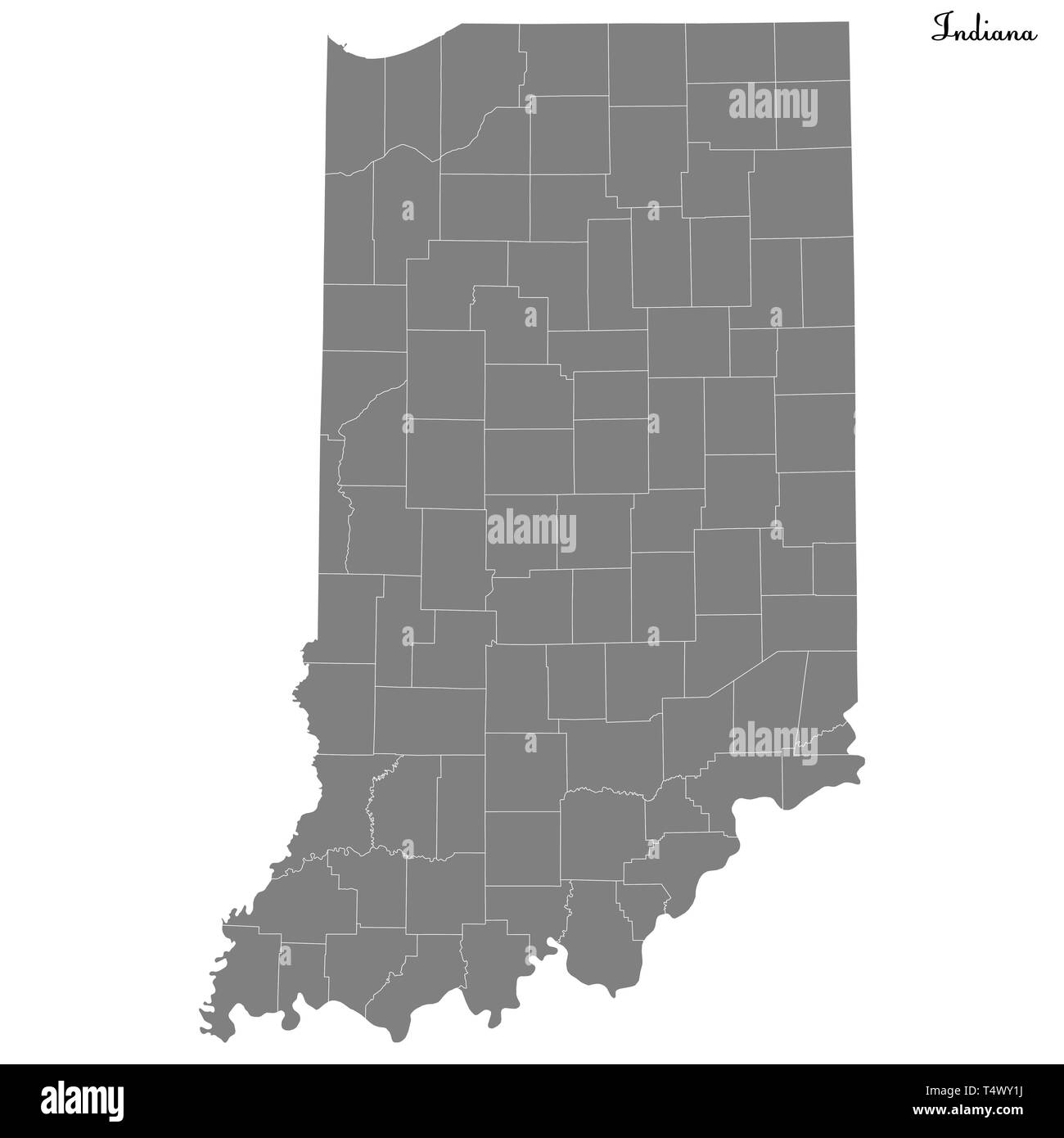 Carte de haute qualité de l'Indiana est un état des États-Unis dont les frontières des comtés Illustration de Vecteur