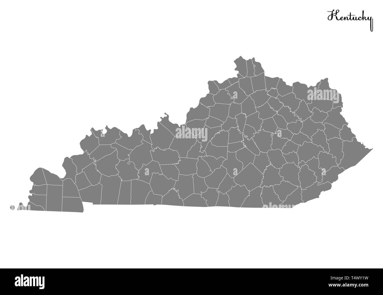 Carte de haute qualité Le Kentucky est un état des États-Unis dont les frontières des comtés Illustration de Vecteur
