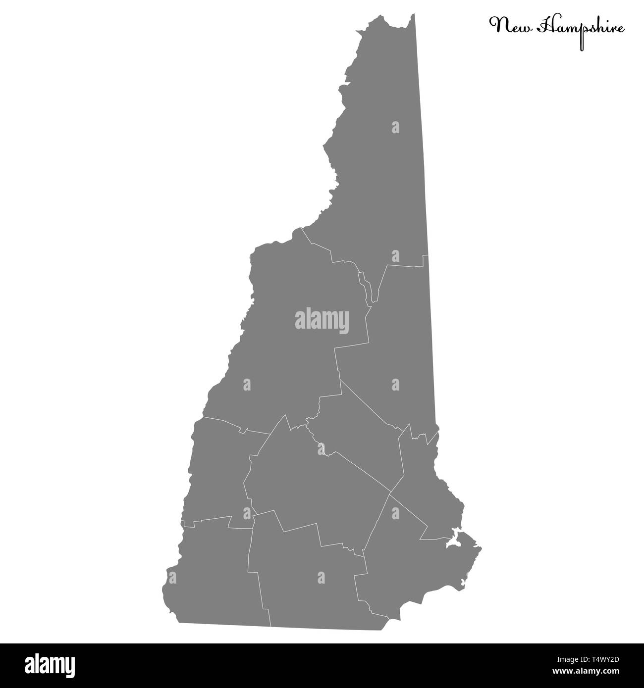 Carte de haute qualité du New Hampshire est un état des États-Unis dont les frontières des comtés Illustration de Vecteur