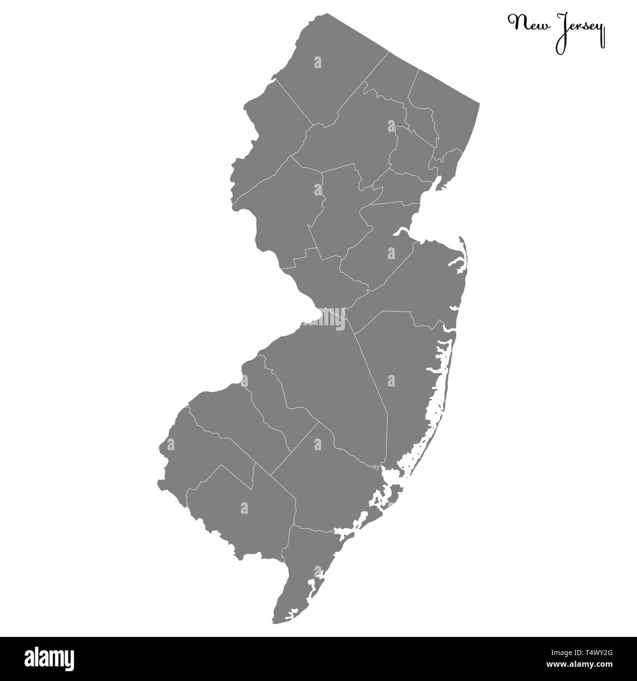 Carte de haute qualité du New Jersey est un état des États-Unis dont les frontières des comtés Illustration de Vecteur