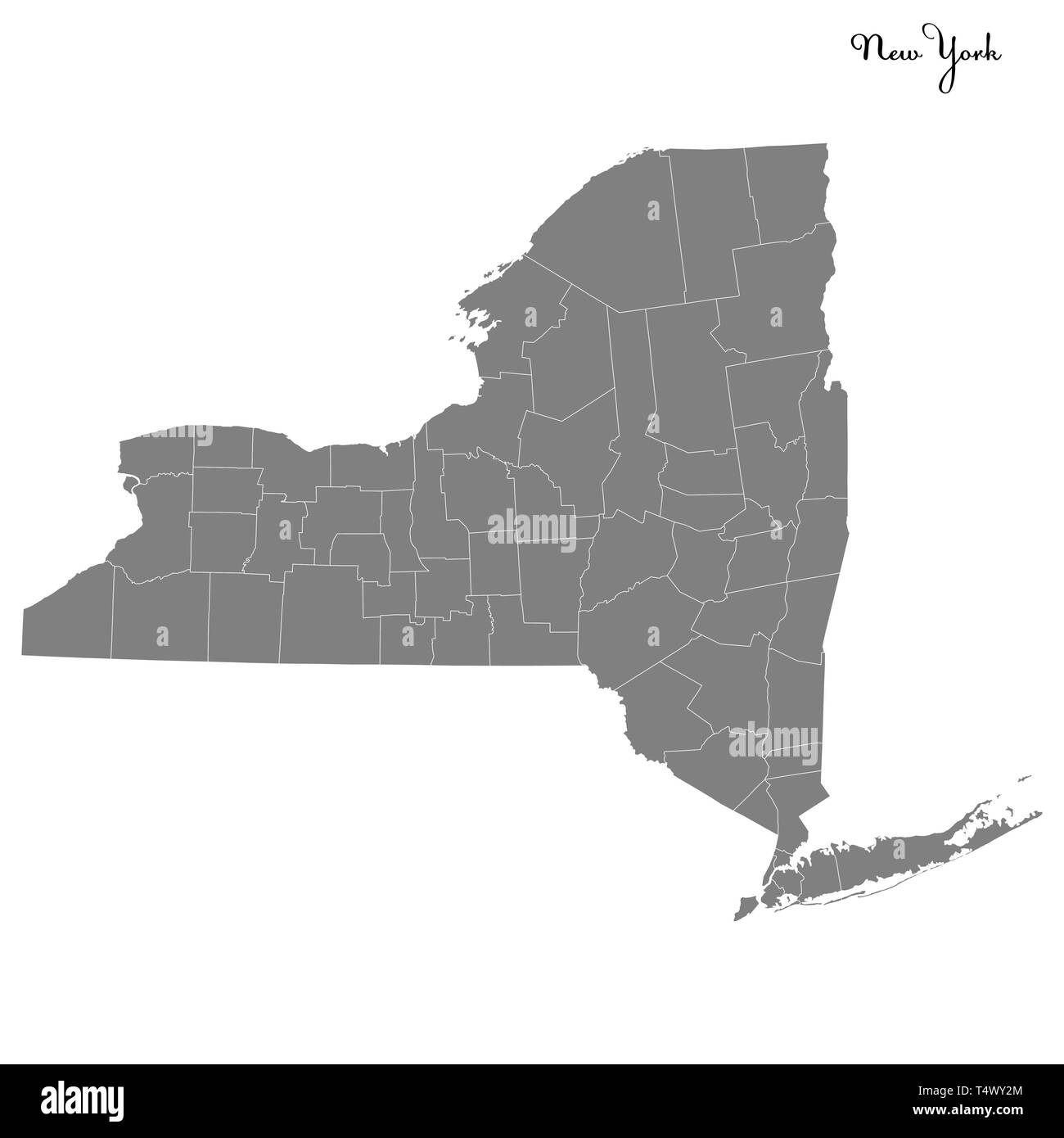 Carte de haute qualité de New York est un état des États-Unis dont les frontières des comtés Illustration de Vecteur