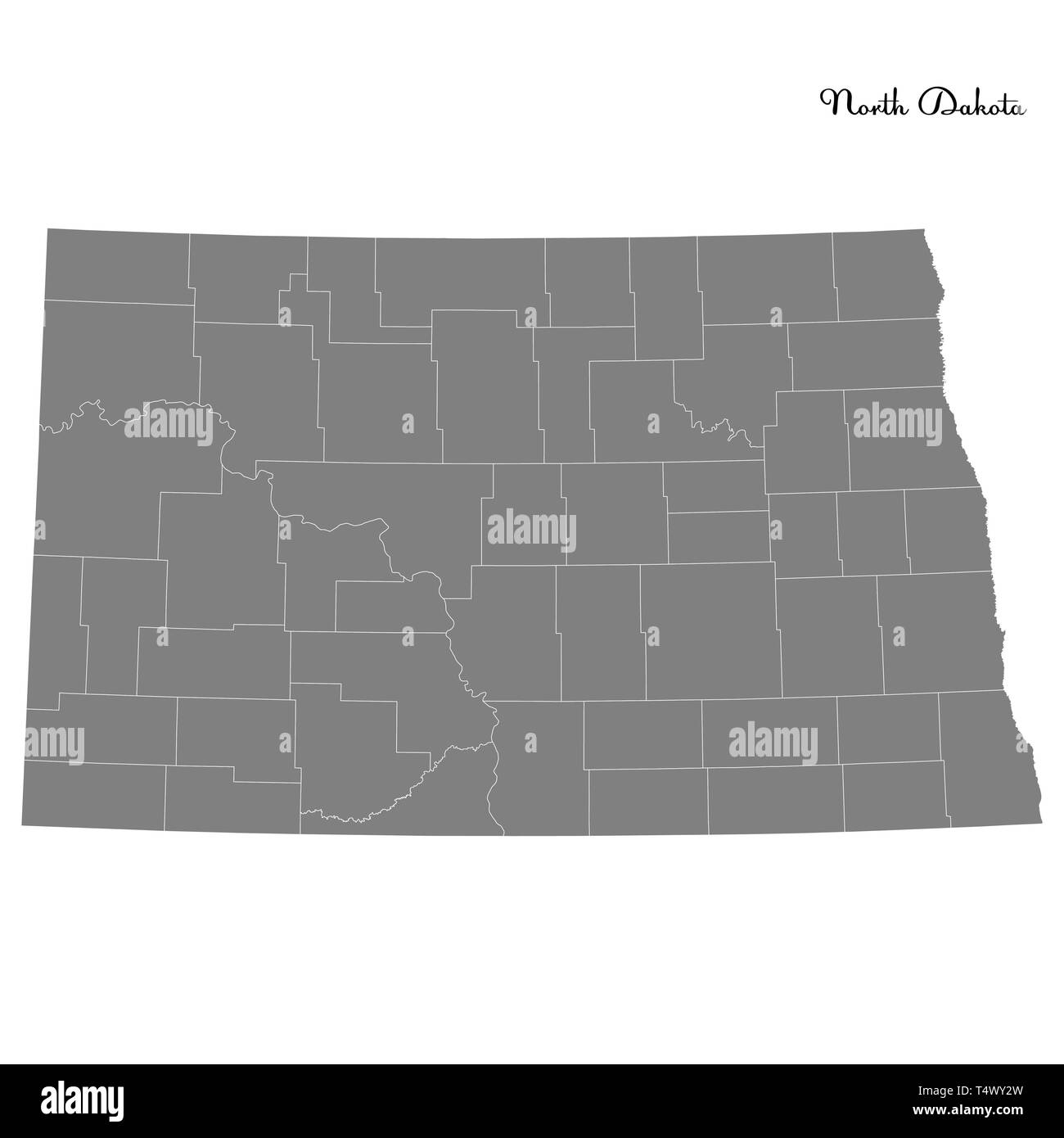 Carte de haute qualité le Dakota du Nord est un état des États-Unis dont les frontières des comtés Illustration de Vecteur Carte de haute qualité le Dakota du Nord est un état des États-Unis dont les frontières des comtés Illustration de Vecteur