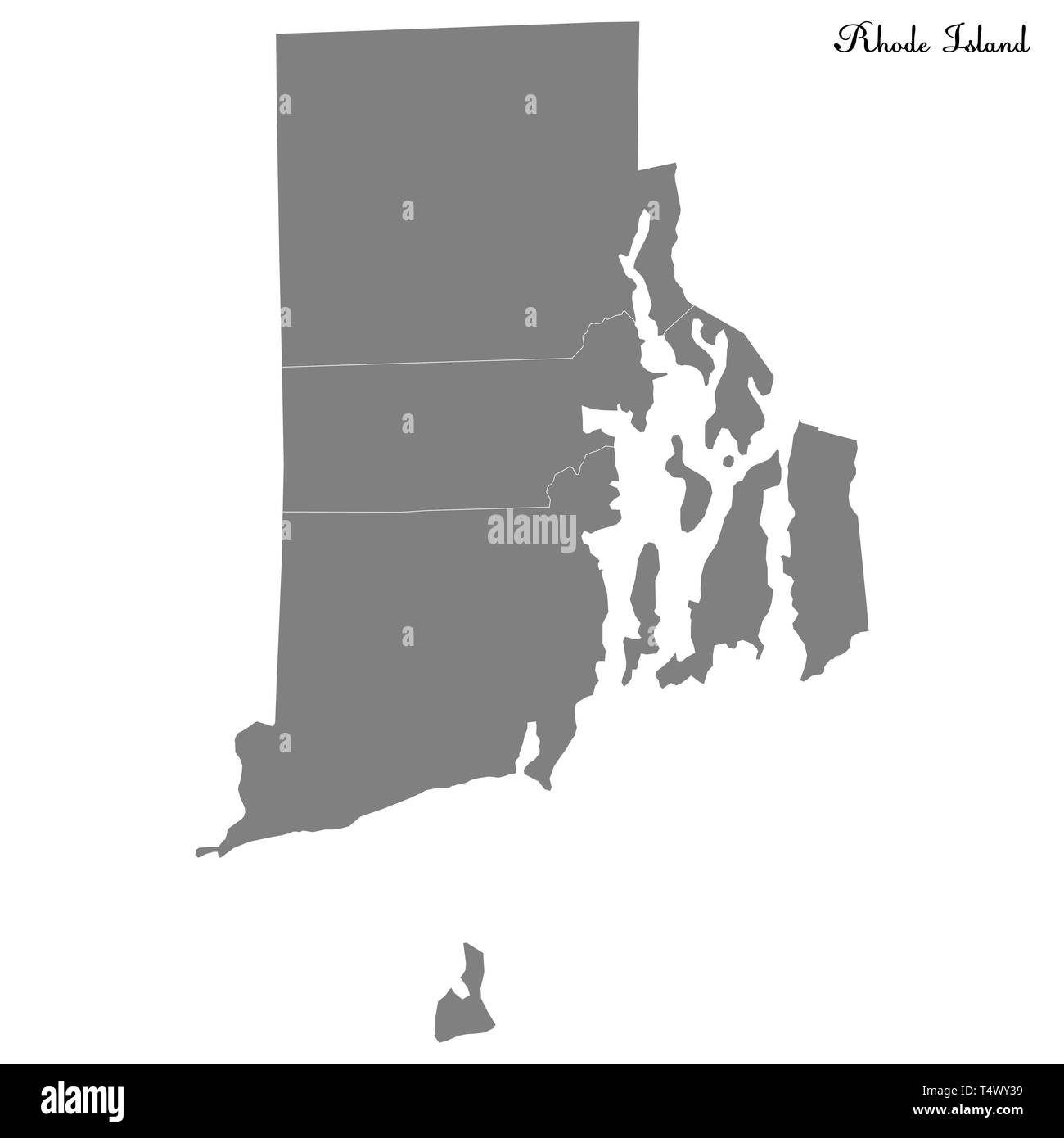 Carte de haute qualité du Rhode Island est un état des États-Unis dont les frontières des comtés Illustration de Vecteur